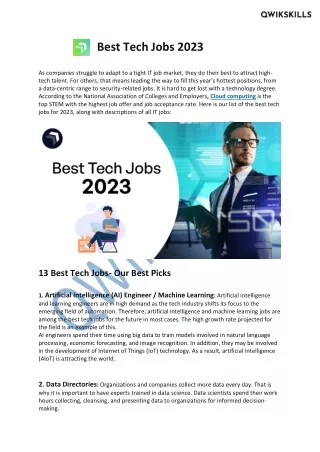 Best Tech Jobs 2023