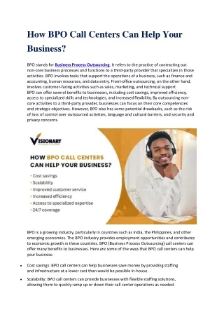 How BPO Call Centers Can Help Your Business