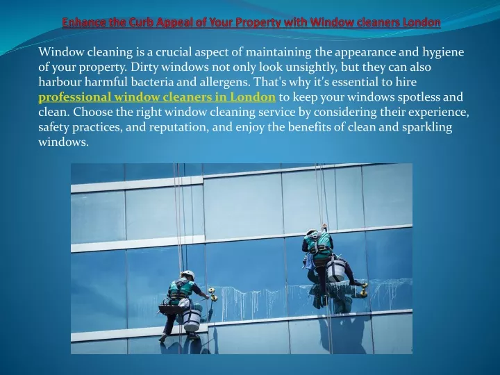 enhance the curb appeal of your property with window cleaners london