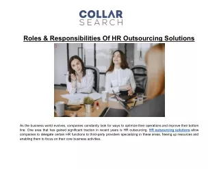 Roles & Responsibilities Of HR Outsourcing Solutions