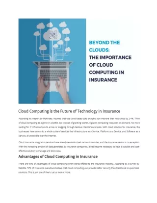 Cloud Computing is the Future of Technology in Insurance