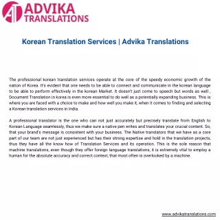 Korean Translation Services | Advika Translations