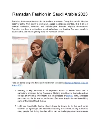 Ramadan Fashion in Saudi Arabia 2023
