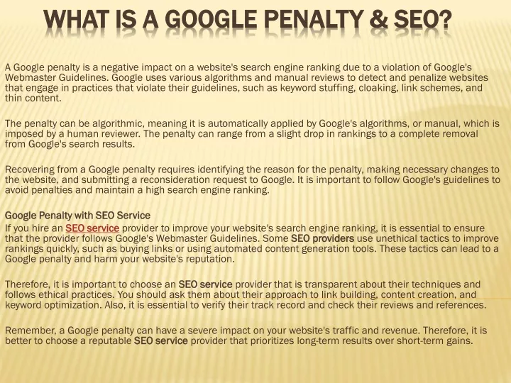 what is a google penalty seo