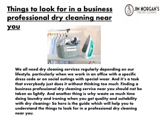 Things to look for in a business professional dry cleaning near you