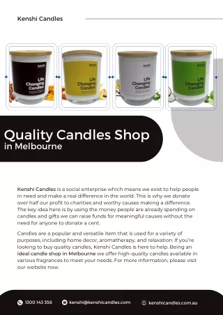 Quality Candles Shop in Melbourne