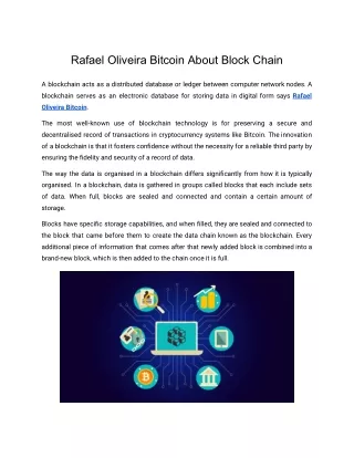 Rafael Oliveira | Know About Block Chain