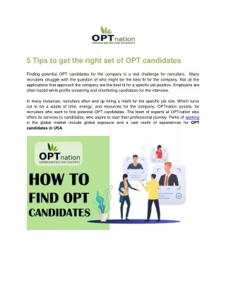 5 tips to get the right set of opt candidates