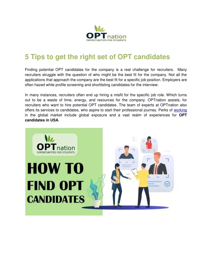 5 tips to get the right set of opt candidates