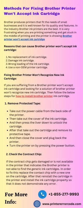 Methods To Fixing Brother Printer Won't Accept Ink Cartridge