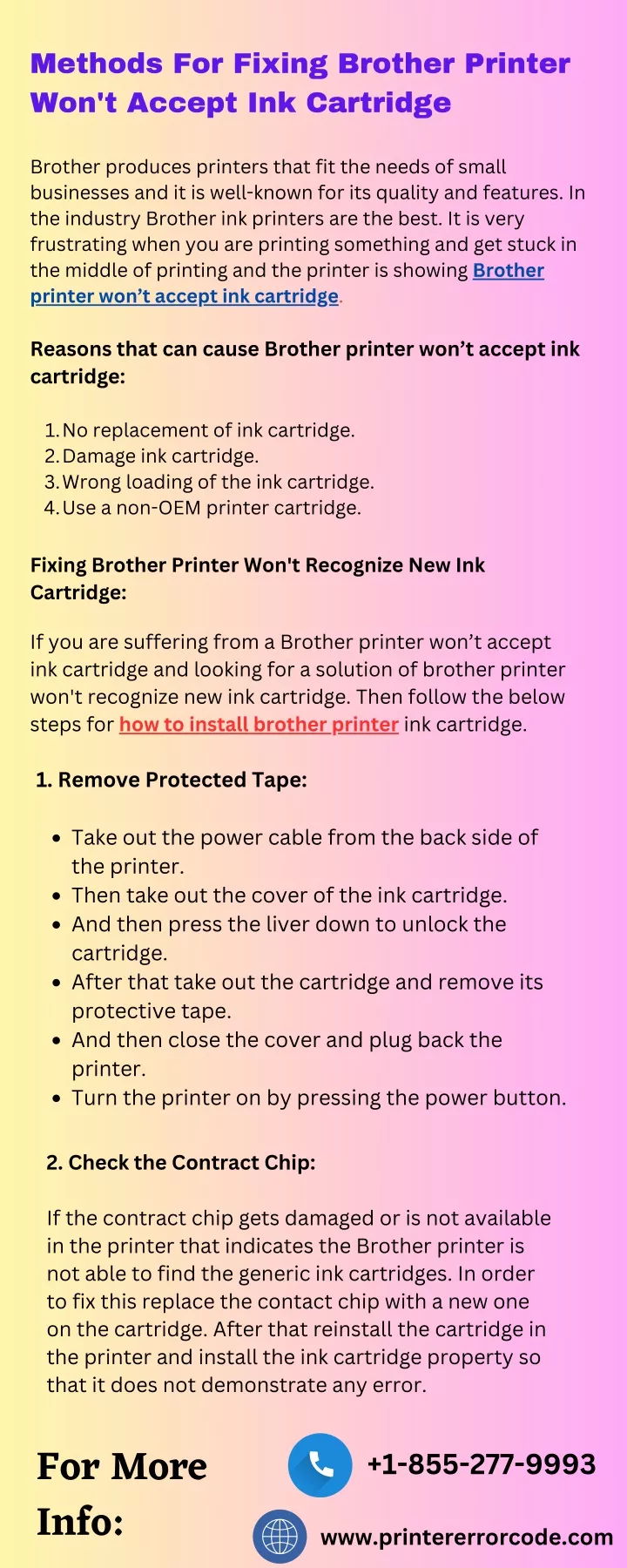 methods for fixing brother printer won t accept