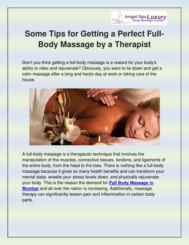 some tips for getting a perfect full body massage