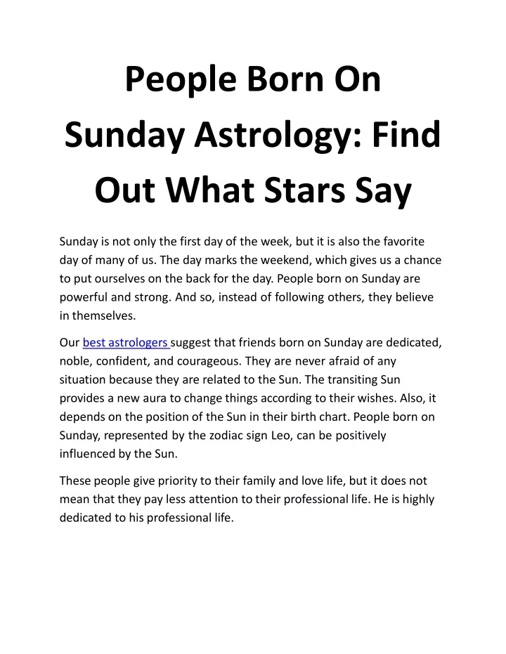 people born on sunday astrology find out what stars say