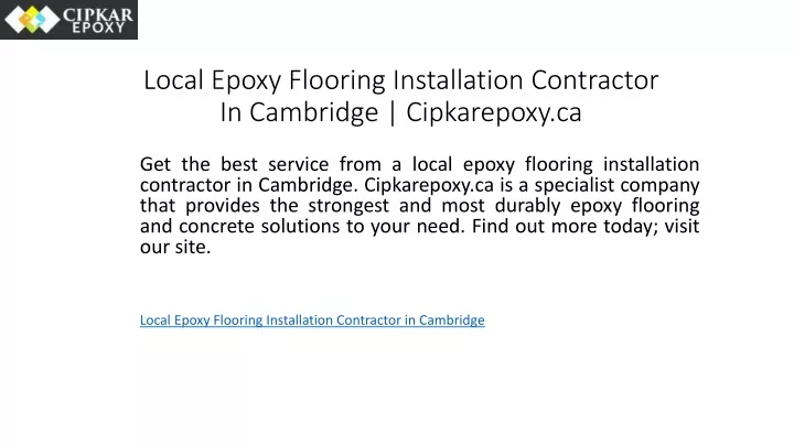 local epoxy flooring installation contractor