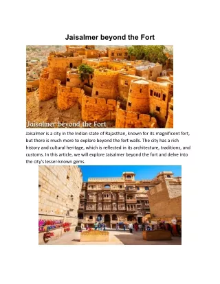 Jaisalmer beyond the Fort