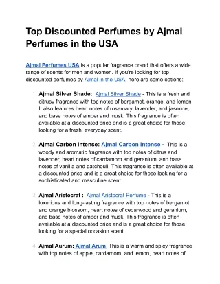 Top Discounted Perfumes by Ajmal Perfumes in the USA