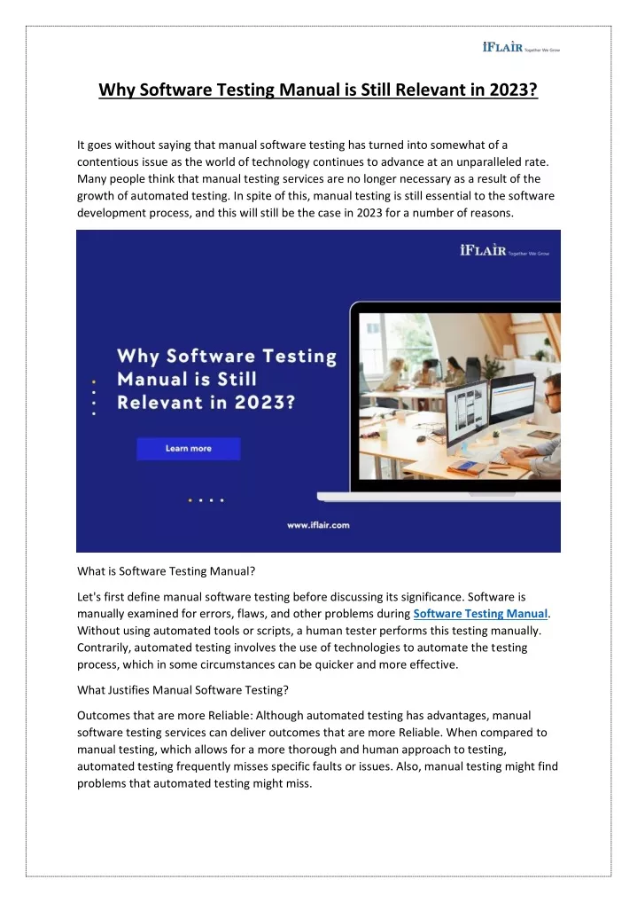 why software testing manual is still relevant