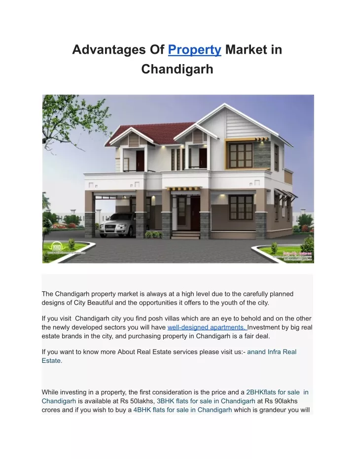 advantages of property market in chandigarh