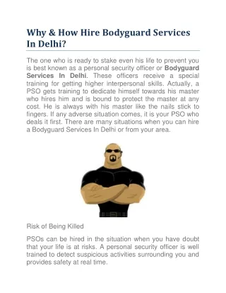 Why & How Hire Bodyguard Services In Delhi