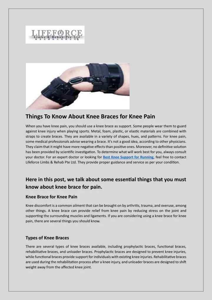 things to know about knee braces for knee pain