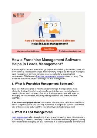 How a Franchise Management Software Helps in Leads Management