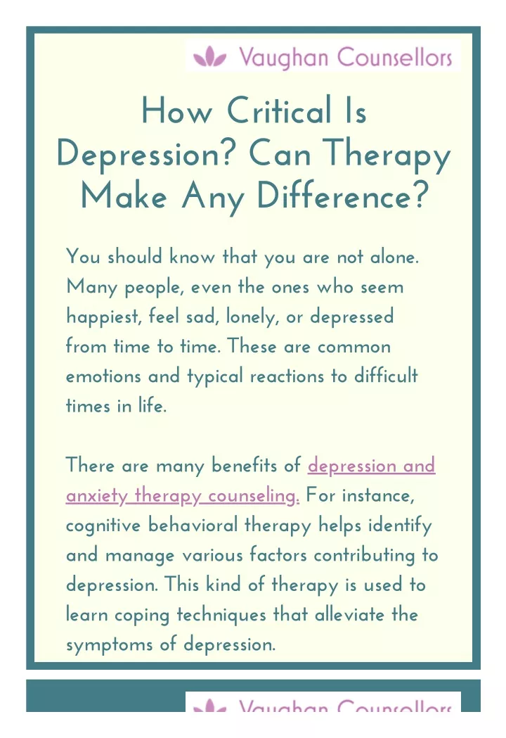 how critical is depression can therapy make