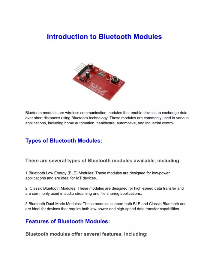 introduction to bluetooth modules