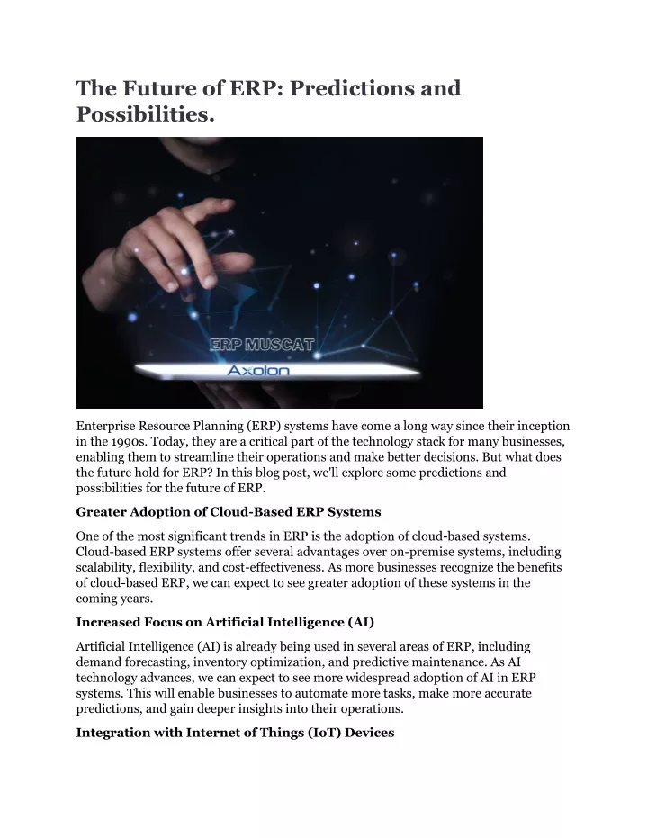 the future of erp predictions and possibilities