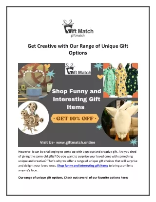 Get Creative with Our Range of Unique Gift Options