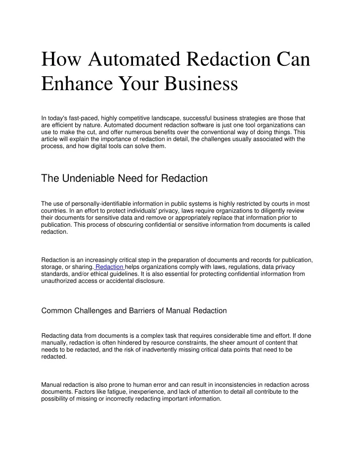 how automated redaction can enhance your business