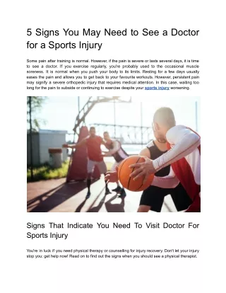 Orchard Park_5 Signs You May Need to See a Doctor for a Sports Injury
