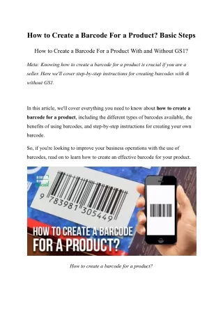 How to Create a Barcode For a Product?