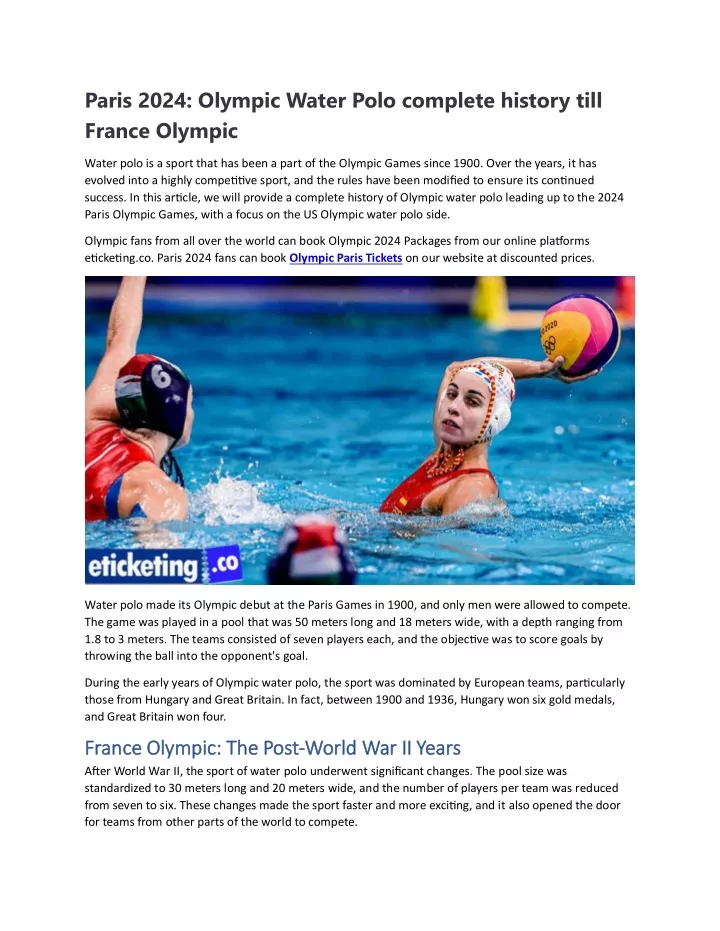 paris 2024 olympic water polo complete history