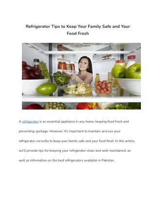 Refrigerator Tips to Keep Your Family Safe and Your Food Fresh