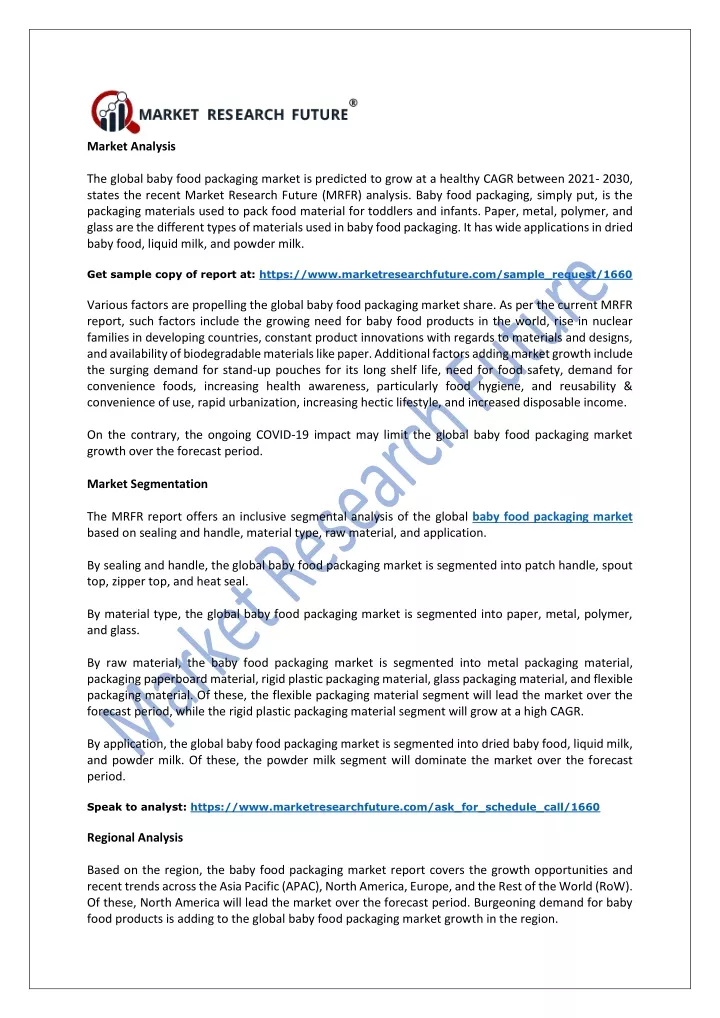 market analysis the global baby food packaging