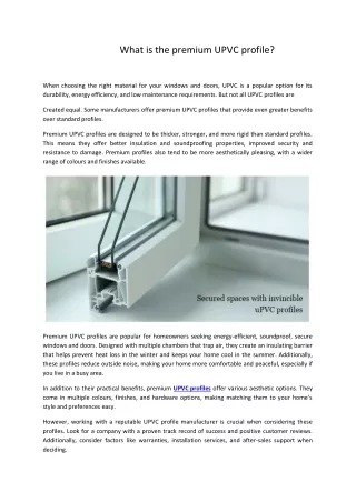 what is the premium upvc profile