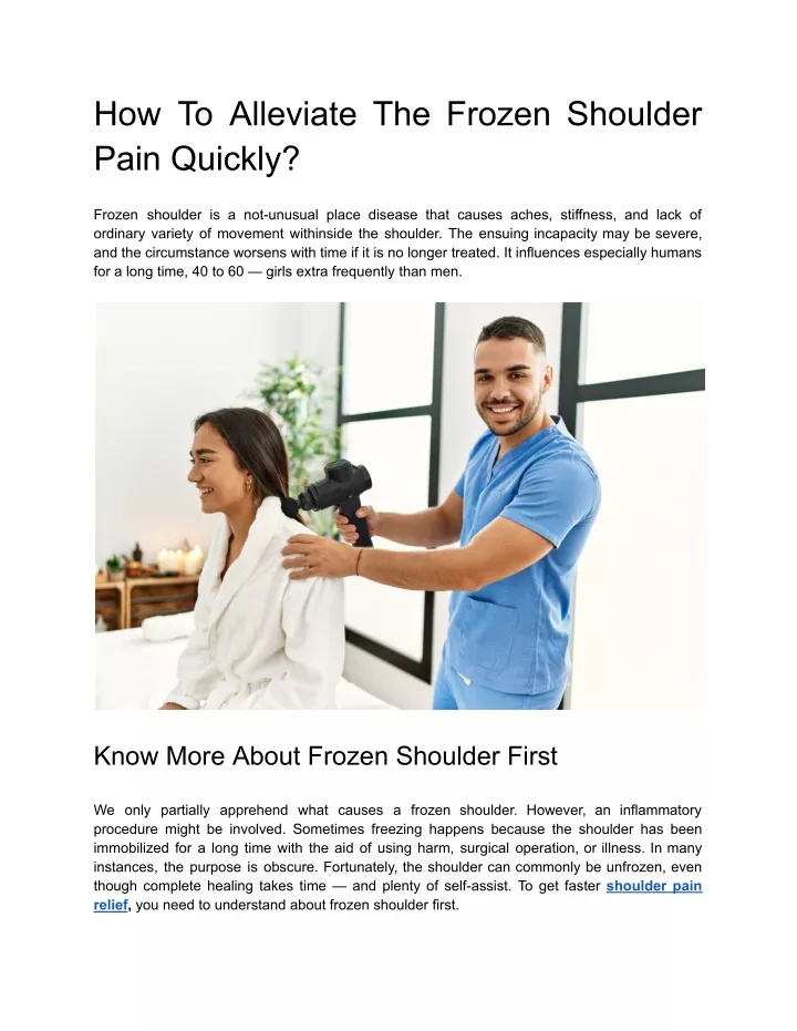 how to alleviate the frozen shoulder pain quickly