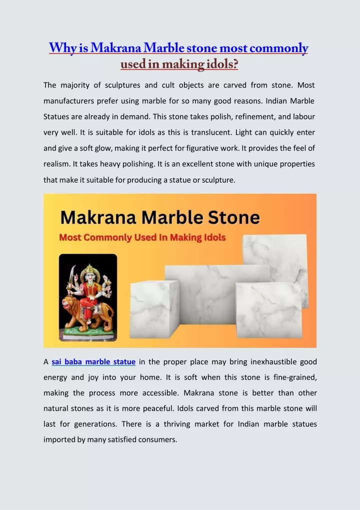 why is makrana marble stone most commonly used