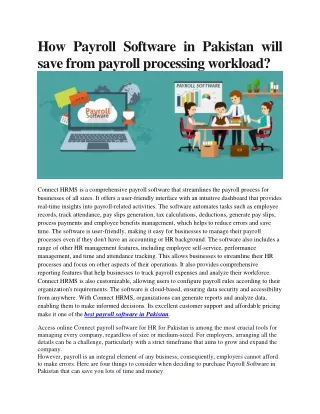 How Payroll Software in Pakistan will save from payroll processing workload?