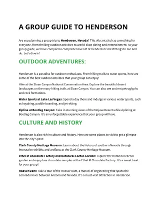 a group guide to henderson