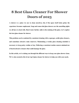8 Best Glass Cleaner For Shower Doors of 2023