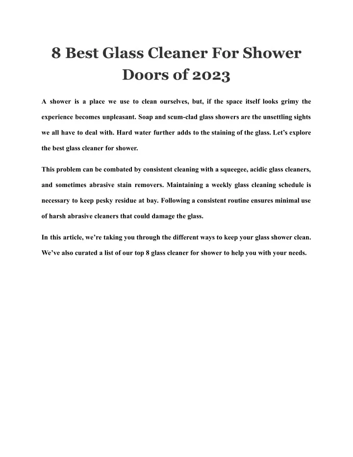 8 best glass cleaner for shower doors of 2023