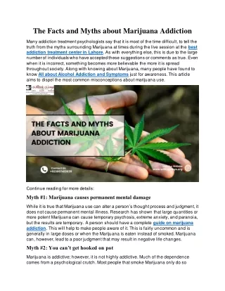 The Facts and Myths about Marijuana Addiction