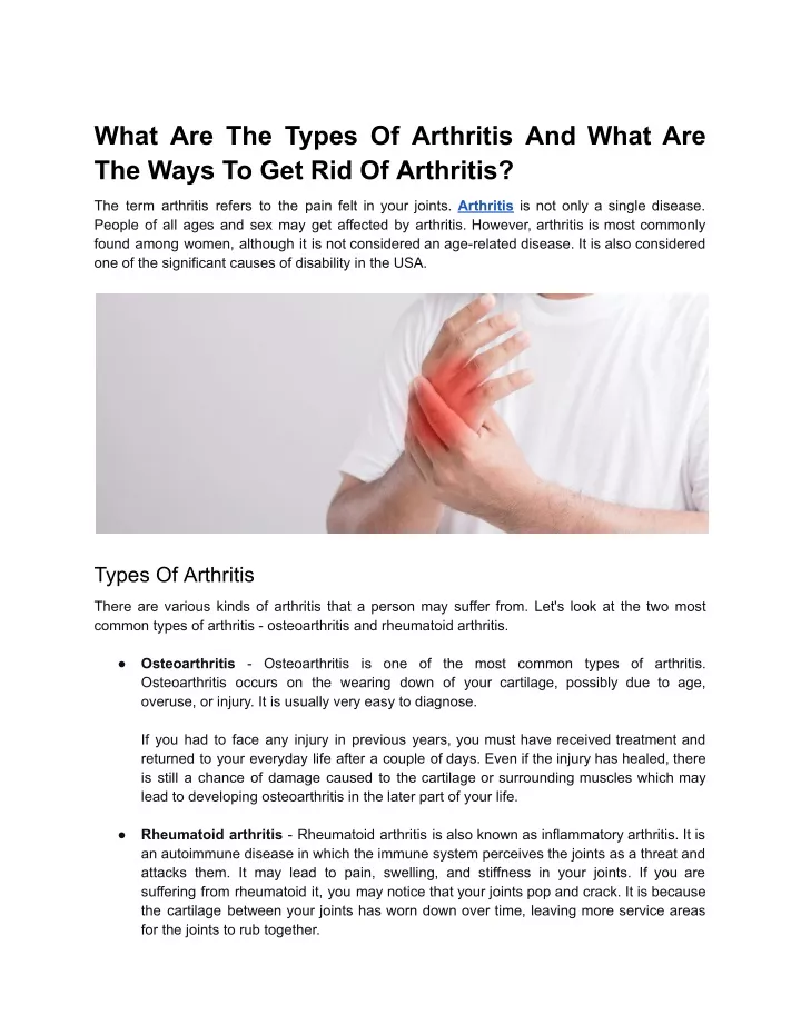 what are the types of arthritis and what