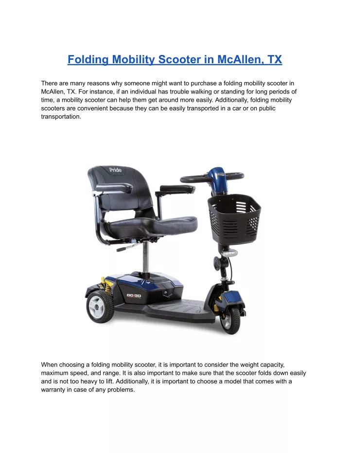 folding mobility scooter in mcallen tx