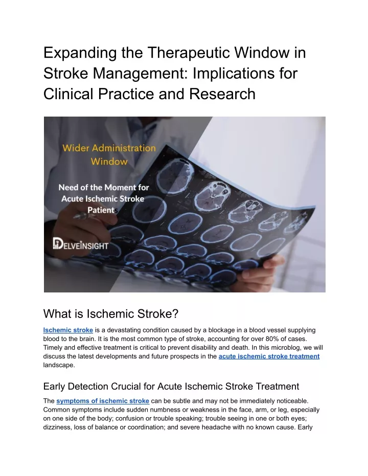 expanding the therapeutic window in stroke