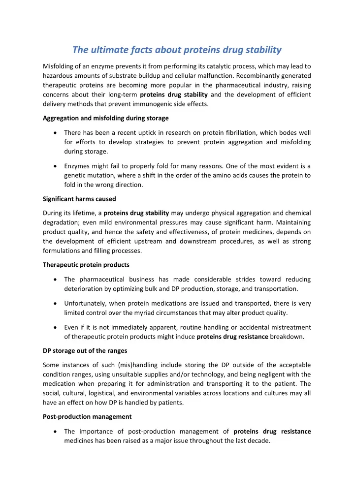 the ultimate facts about proteins drug stability