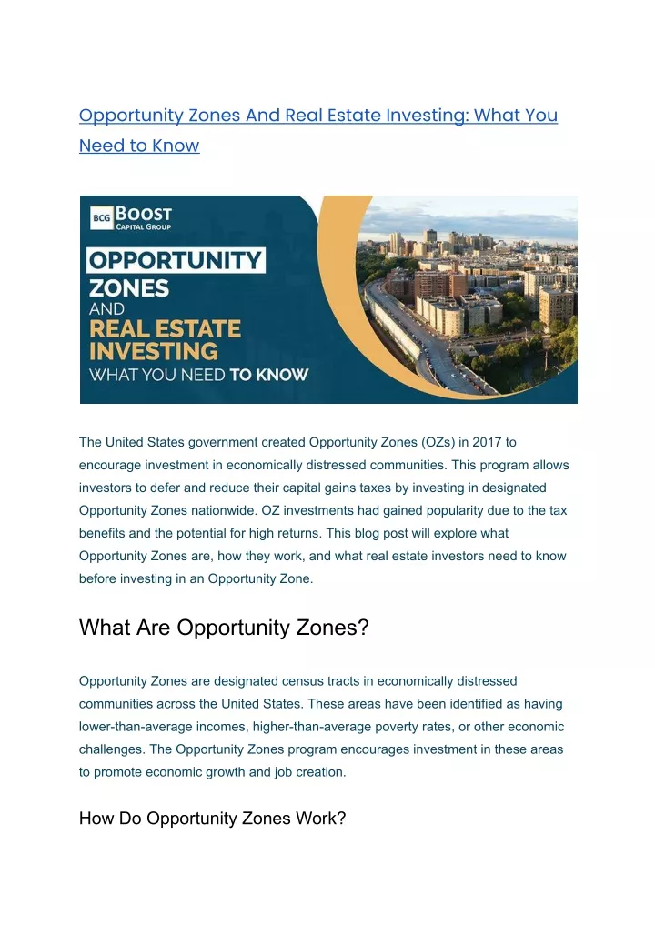 opportunity zones and real estate investing what
