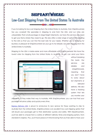 Low-Cost Shipping From The United States To Australia