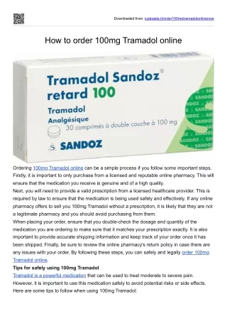 How to order 100mg Tramadol online